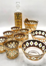 Culver Valencia Style Barware 11 Piece Set Hollywood Regency Style Glass Barware picture