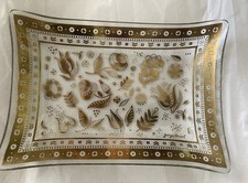 Georges Briard Glass Clear Gold Tray Dish 9 