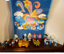 VINTAGE SMURFS COLLECTOR LOT WITH RETRO STYLE TOTE BAG picture