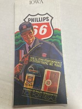 PHILLIP'S 66 ROAD MAP IOWA Rare 1972 26