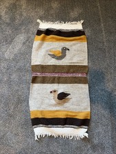 Vintage Bird Woven Carpet Wall Hanging Tapestry Fringe 36x18” picture