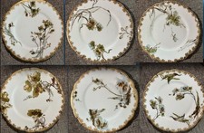 RARE Haviland & Co Limoges Set 6 Porcelain Plates Gold scalloped late 1800s picture