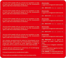 10 PCS Plastic Know Your Rights Immigration Red Card - Constitutional Rights picture