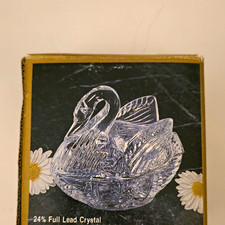 Eternal Crystal Swan Trinket Box 24% Full Lead Crystal Style #325184 picture