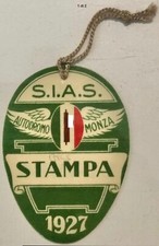 AUTODROMO DI MONZA AUTO SOC. SIAS AUTOMOBILISMO TESSERA STAMPA 1927 picture