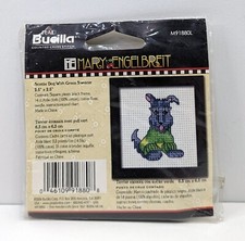 Mary Engelbreit Scottie Dog Green Sweater Cross Stitch Kit Sealed Bucilla 2006 picture