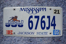 2005 JACKSON STATE UNIVERSITY Mississippi License Plate - JSU picture