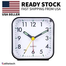 LED Desk Alarm Clock Nightlight Snooze Quiet Non Ticking Battery Powered Bedroom picture