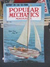 July 1956 POPULAR MECHANICS Magazine, '56 V8 FORD Report, Ads picture
