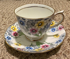 Royal Albert Maryland Bone China England Floral Painted Tea Cup & Saucer Set picture