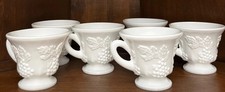 (6) Harvest Grape Milk Glass Footed Tea Cups Mug Indiana picture