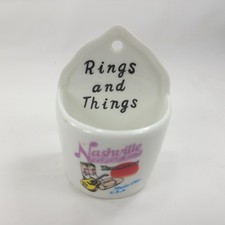 Vintage Nashville Tennessee Rings And Things Ceramic Wall Pocket Trinket Dish picture
