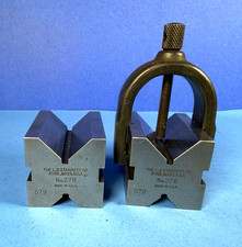 L.S STARRETT NO. 278 USA MODEL MACHINIST V VEE BLOCK MATCHING PAIR +1 CLAMP picture