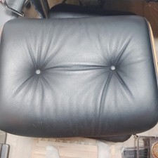 Vintage MCM Bentwood Ottoman Black Vinyl Eames Style Footstool Selig Plycraft picture