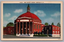First Baptist Church Asheville NC Dome Vintage Postcard TS-311 picture