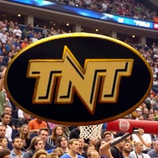 Vintage Turner Network Television TNT Cable Lapel Pin Gold Tone Black Metal Back picture