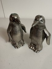 Vintage Metal Penguin Salt And Pepper Shakers. picture