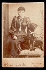 Cabinet Card 1893 Lady & Black Dog in Haverhill Massachusetts - Flossie Wise picture