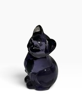 Vintage Fenton Amethyst Art Glass Cat Figure Purple Kitty 3