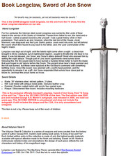 Valyrian Steel Longclaw Sword of Jon Snow (Book Edition 1 of 2500)(1st Edition) picture