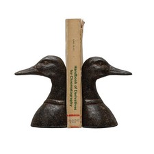 Distressed Cast Iron Duck Head Bookends picture
