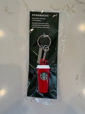 Starbucks 2025 Holiday Red Reusable Hot Cup Lid Stopper Siren Logo Key Chain New picture