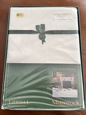 REDUCED NIB Ecru Irish Linen Damask SHAMROCK Tablecloth by LIDDELL 54x90 picture