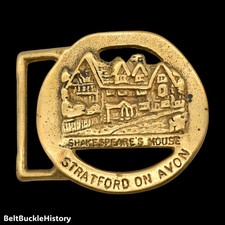 Shakespeare's House Stratford on Avon Solid Brass Vintage Belt Buckle picture