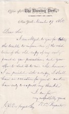 William Cullen Bryant-ALS from 1868 about his Poems w/Engraving picture