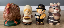 Lot of 4 Thanksgiving Candles Pilgrim Turkey Squirrel Fall Holiday Decor picture