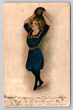 1906 Lisbon NH Postcard Woman in Swimsuit w/ Basketball White City Art Co. picture