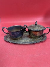 Decorative Sheridan E. P. S. Silverplate lidded sugar bowl ,creamer &tray picture