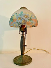 Antique Handel Reverse Painted Floral pattern Glass Boudoir Lamp – Arts & Crafts picture