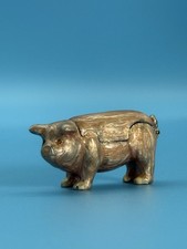 Vintage Monet Enamel Pig Figurine Hinged Metal Box Magnetic Closure picture