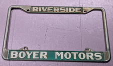 Vintage Metal Riverside California Boyer Motors Dealership License Plate Frame picture