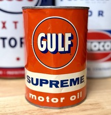 Vintage Gulf Supreme Motor Oil Can Quart Empty picture