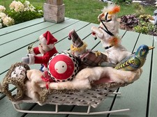 LARGE Antique Fao Schwarz German Santa Claus Sleigh Christmas Store Display picture