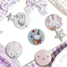 Cute Holographic Miffy Pin - Cute Holographic Miffy Button picture