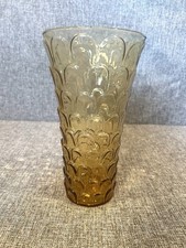 Vtg MCM Empoli Italian Art Amber Glass Vase Fish Scales 10” *Beautiful* - EUC picture