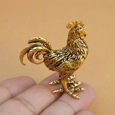 SEO Title (Max 80 Characters): Pure Brass Rooster Figurine Golden Animal Statue  picture