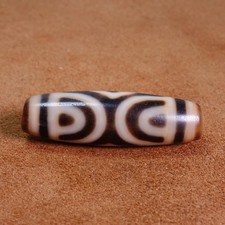 Energy Tibetan Old Agate Dzi Bead Lotus Vajra Eye Amulet Pendant 41×13mm #9101 picture