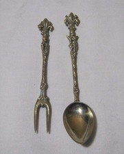Vintage Olive Cherry Condiment Hors d' oeuvre Mini Spear & Fork Barware Italy picture