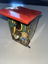 Vtg 1950’s LBZ German Tin Litho Mechanical Birdhouse Coin Bank W Germany picture