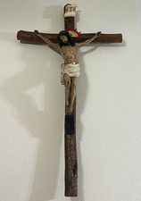 Wood Christian Crucifix Cross Wall Hanging with Jesus Corpus INRI Inscription picture