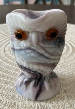 Vintage Imperial Glass Purple Slag Glass Owl Toothpick Holder 3.5”  read picture