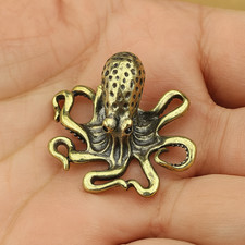 Vintage Brass Octopus Figurine Handmade Spain 1960 Gold Metal Collectibl Octopus picture