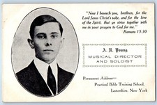 c1910's A R Young Musical Director And Soloist Bible Training School Postcard picture