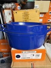 Le Creuset Doufeu #32 Enameled Cast Iron Royal Blue. Excellent Used Condition picture