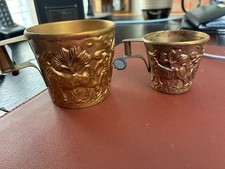 Vintage Lustrous Brass Greek Museum Replica Minoan /Mycenaean Vapheio Cups (2) picture