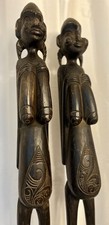 Pair Hand Carved West African/Baule Fertility Goddess Statues APPRAISAL $2400-3K picture